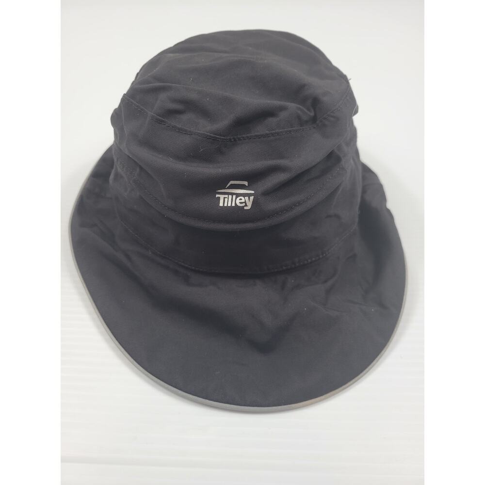 Vintage Tilley Mens Large Black Sun‎ Rain Bucket Outdoor Hat w/ Hidden Pocket